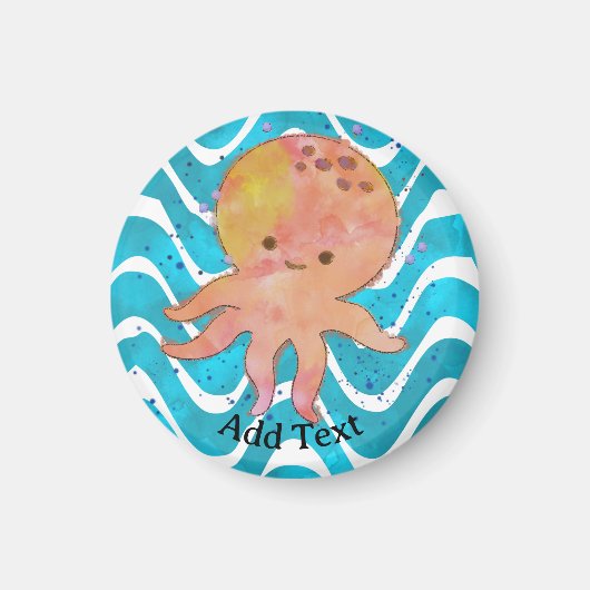 Schattigee Octopus Waterverf Cartoon Magneet (Voorkant)