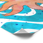 Schattigee Octopus Waterverf Cartoon Poster (Hoek)