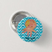 Schattigee Octopus Waterverf Cartoon Ronde Button 3,2 Cm (Voorkant /achterkant)