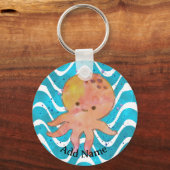 Schattigee Octopus Waterverf Cartoon Sleutelhanger (Achterkant)