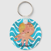 Schattigee Octopus Waterverf Cartoon Sleutelhanger (Achterkant)