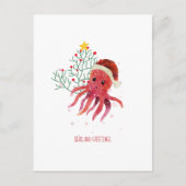 Schattigee Octopus Zeeen en Groeten Kerstboom Feestdagenkaart (Voorkant)