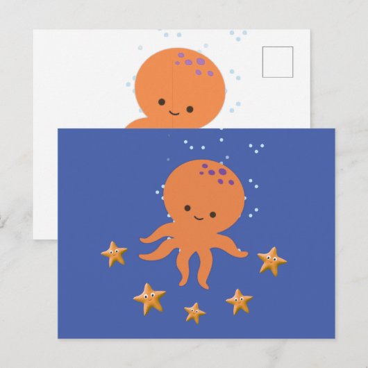 Schattigee octopus zeester Cartoon Briefkaart (Voorkant / Achterkant)