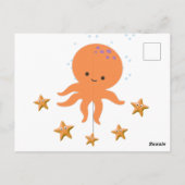 Schattigee octopus zeester Cartoon Briefkaart (Achterkant)