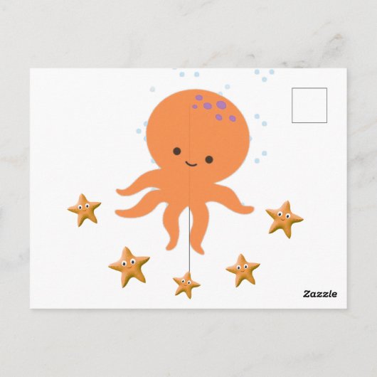 Schattigee octopus zeester Cartoon Briefkaart (Achterkant)