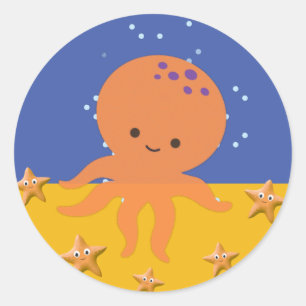 Schattigee octopus zeester Cartoon Ronde Sticker