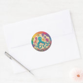 Schattigee octopusfamilie ronde sticker (Envelop)