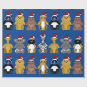 SCHATTIGEE OERWOUDEN DIEREN IN SANTA HATS Wrapping Cadeaupapier (Vlak)