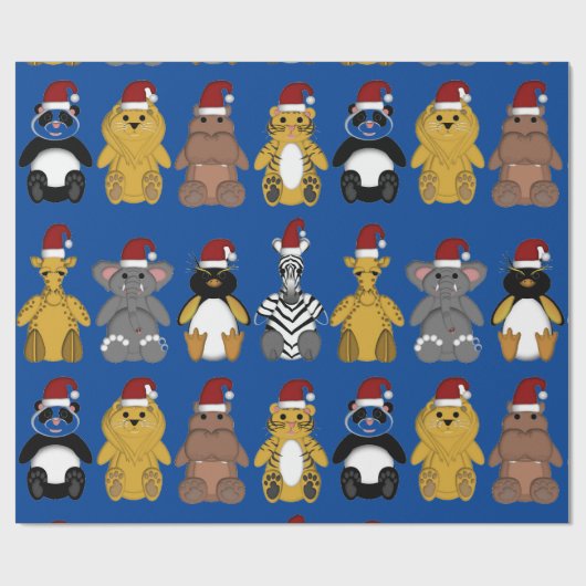 SCHATTIGEE OERWOUDEN DIEREN IN SANTA HATS Wrapping Cadeaupapier (Vlak)