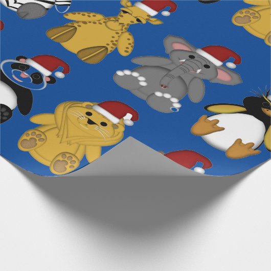 SCHATTIGEE OERWOUDEN DIEREN IN SANTA HATS Wrapping Cadeaupapier (Hoek)