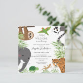 Schattigee Oerwouden Little Wild One Baby shower Kaart (Staand voorkant)