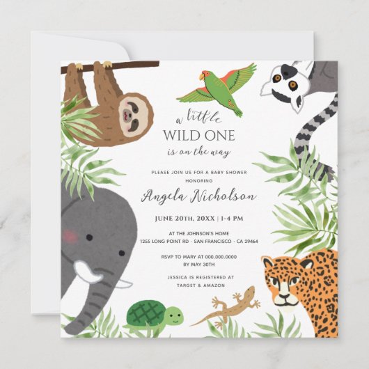 Schattigee Oerwouden Little Wild One Baby shower Kaart (Voorkant)