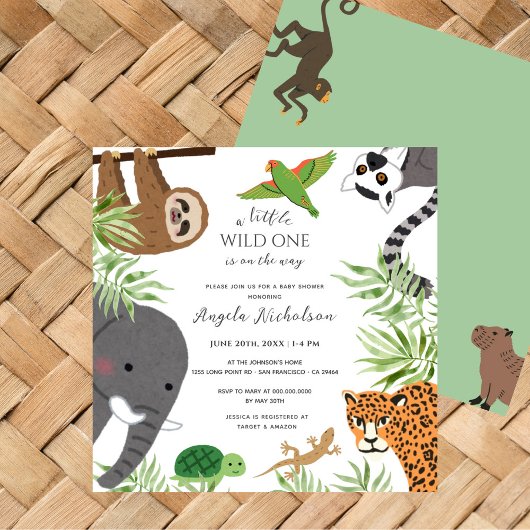 Schattigee Oerwouden Little Wild One Baby shower Kaart