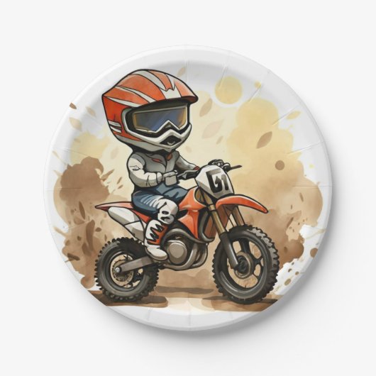 Schattigee off-road motorverjaardag papieren bordje (Voorkant)