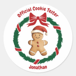 Schattigee officiële cookie tester kerst ronde sticker