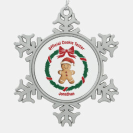 Schattigee officiële cookie tester kerst tin sneeuwvlok ornament
