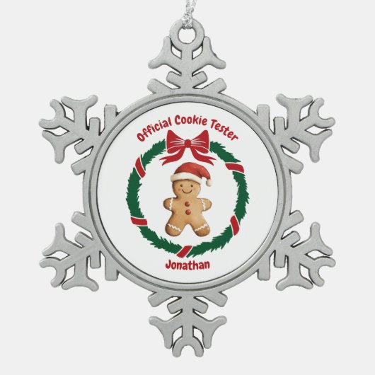 Schattigee officiële cookie tester kerst tin sneeuwvlok ornament (Voorkant)