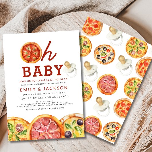 Schattigee Oh Baby Pizza & Pacifiers Baby shower Kaart
