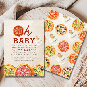 Schattigee Oh Baby Pizza & Pacifiers Baby shower Kaart