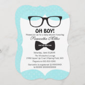 Schattigee Oh Boy Black Glasses Baby shower Uitnod Kaart (Voorkant / Achterkant)