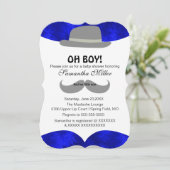 Schattigee Oh Boy Mustache Baby shower Uitnodiging (Staand voorkant)