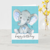 Schattigee olifant 1e verjaardag baby boy polka do kaart (Gele Bloem)