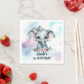 Schattigee olifant 1e verjaardag servet (Insitu)
