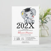 Schattigee olifant Afstuderen uitnodiging (Staand voorkant)