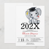 Schattigee olifant Afstuderen uitnodiging (Voorkant / Achterkant)