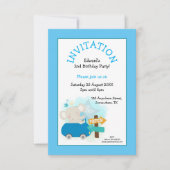 Schattigee Olifant Auto Jongen Verjaardagsfeestje  Kaart (Voorkant)