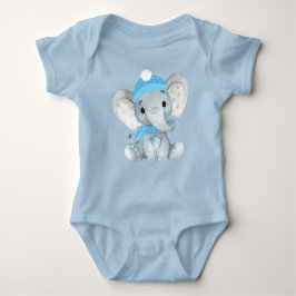 Schattigee olifant baby boy bodysuit blauw rustiek