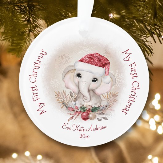 Schattigee olifant Baby eerste kerstmeisje acryl Ornament