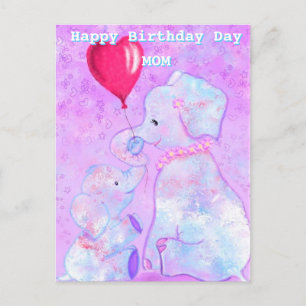 Schattigee Olifant Baby en mama Verjaardagskaarten Briefkaart