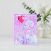Schattigee Olifant Baby en mama Verjaardagskaarten Briefkaart (Staand voorkant)