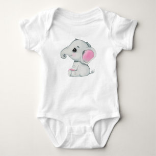 Schattigee olifant baby meisje bodysuit roze rusti