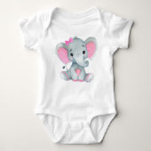 Schattigee olifant baby meisje bodysuit roze rusti (Voorkant)