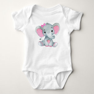 Schattigee olifant baby meisje bodysuit roze rusti