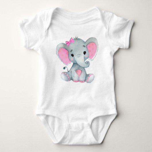 Schattigee olifant baby meisje bodysuit roze rusti (Voorkant)