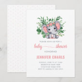 Schattigee olifant baby meisje groen wit kaart (Voorkant / Achterkant)