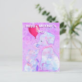 Schattigee Olifant Baby met Moeder Moederdag Kaart (Staand voorkant)