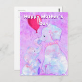 Schattigee Olifant Baby met Moeder Moederdag Kaart (Voorkant / Achterkant)