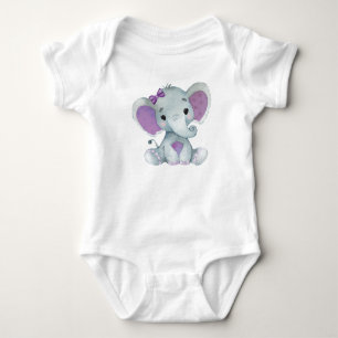 Schattigee olifant baby paars bodysuit rustiek