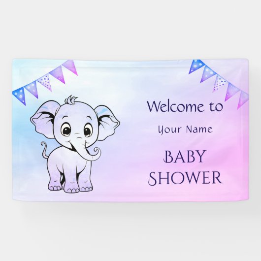 Schattigee olifant Baby shower banner (Horizontaal)