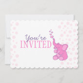 Schattigee Olifant baby shower bunting roze uitnod Kaart (Achterkant)