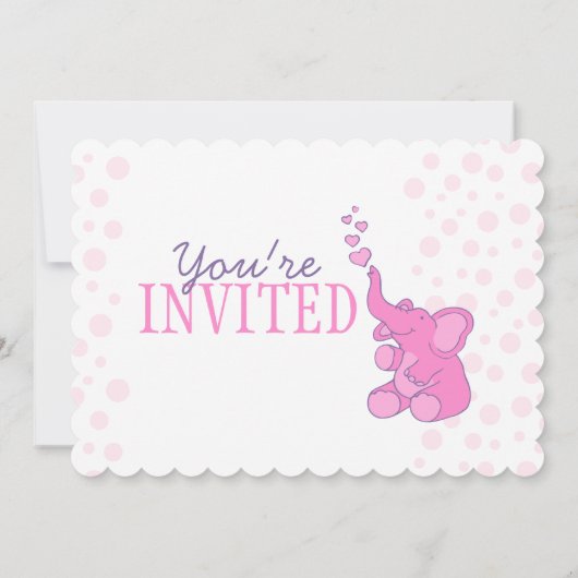 Schattigee Olifant baby shower bunting roze uitnod Kaart (Achterkant)