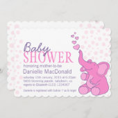 Schattigee Olifant baby shower bunting roze uitnod Kaart (Voorkant / Achterkant)
