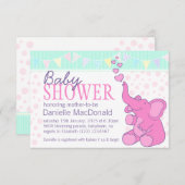 Schattigee Olifant baby shower bunting roze uitnod Kaart (Voorkant / Achterkant)
