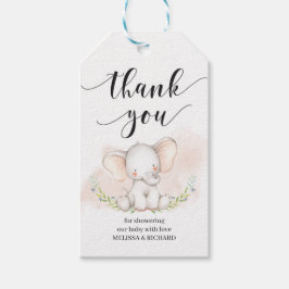 Schattigee Olifant baby shower cadeau label gepers Cadeaulabel
