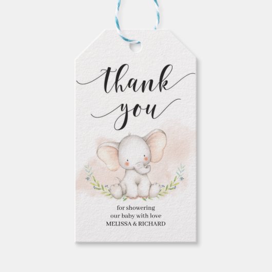 Schattigee Olifant baby shower cadeau label gepers Cadeaulabel (Voorkant)