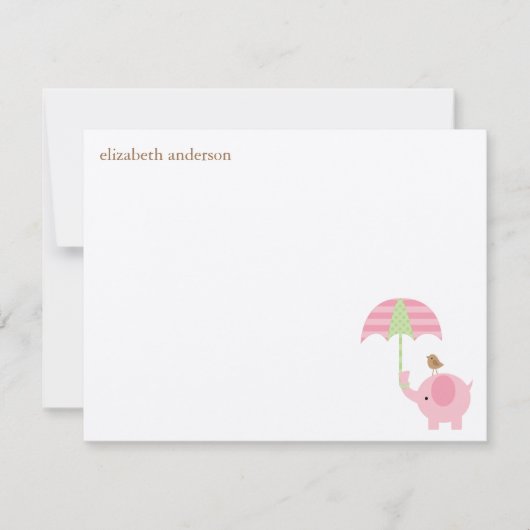 Schattigee olifant Baby shower flat dank u kaarten (Voorkant)